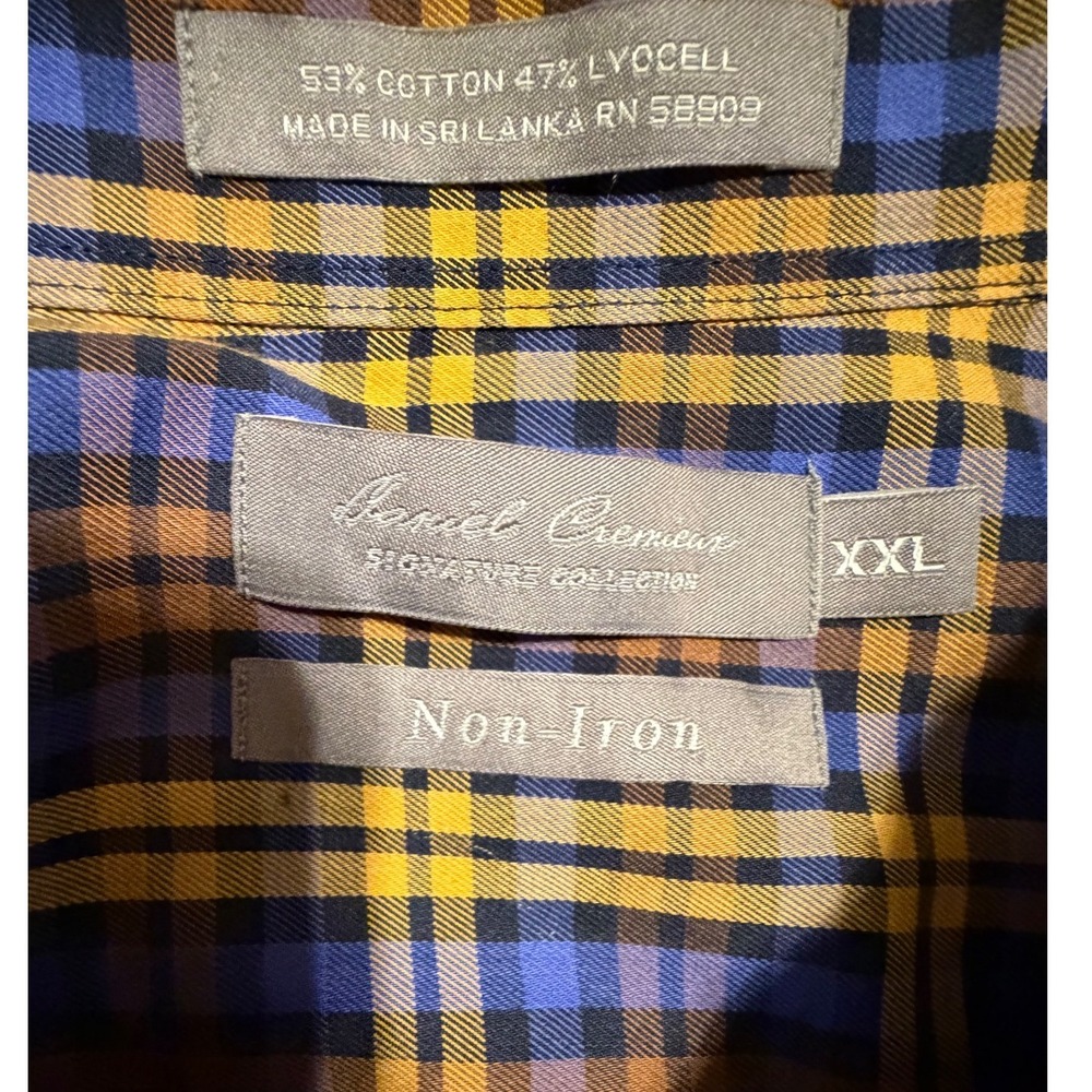 Daniel Cremieux Signature Collection Plaid Shirt Mens XXL Blue Gold Non-Iron NEW - Picture 3 of 15
